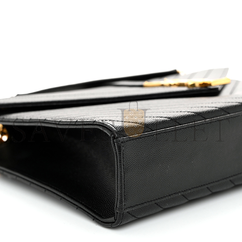 YSL ENVELOPE MATELASSE LARGE SHOULDER BAG IN BLACK 1543620 (31*22*7.5cm)